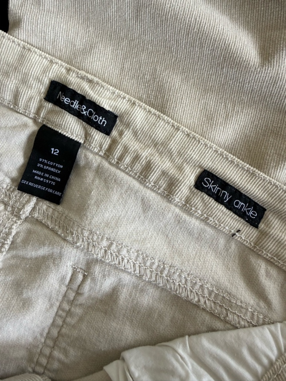 Needle & Cloth Tan Fine-Wale Corduroy Mid-Rise Skinny Ankle Pants Gorpcore - Picture 3 of 9